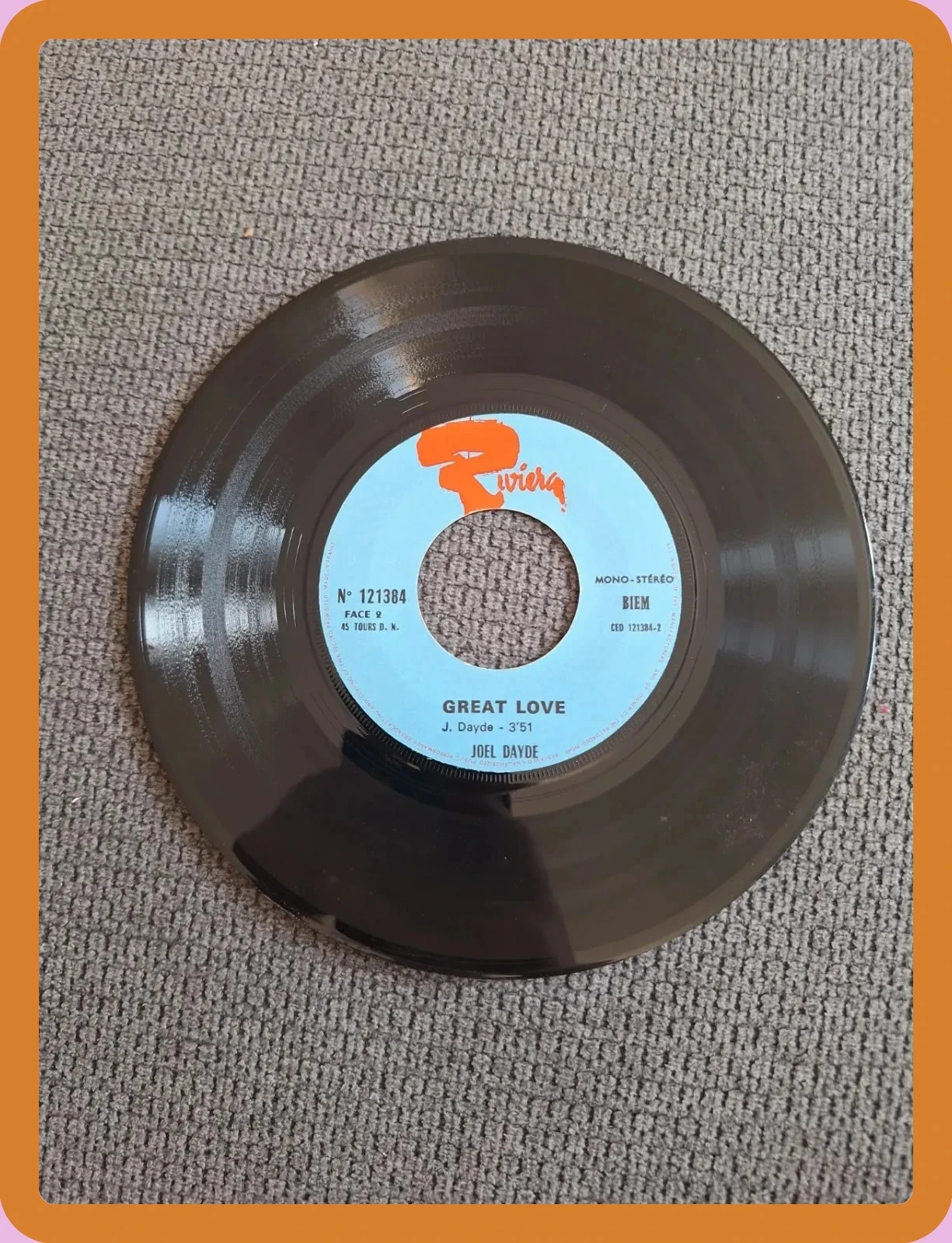 Disco de vinilo 45 RPM Joël Daydé - Mamy Blue (1971) – photo 4